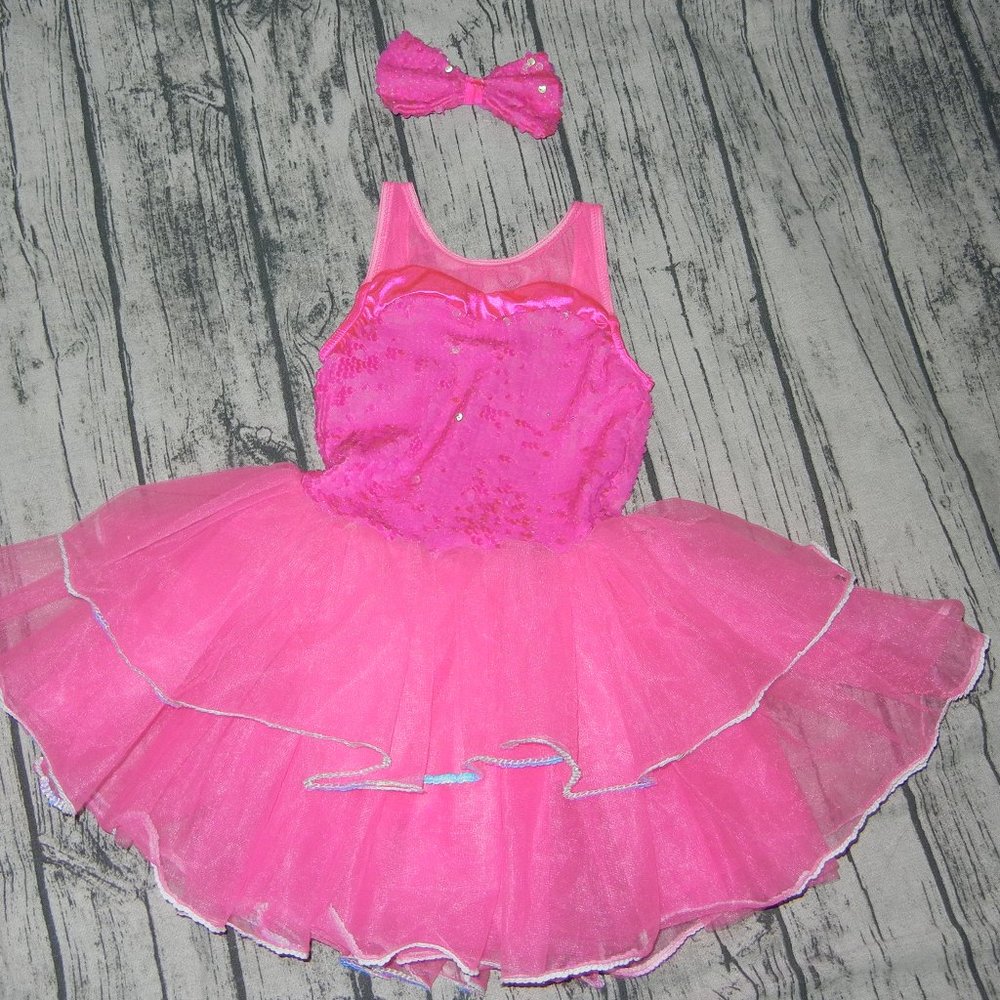 Weissman Dance Solid Pink with sequins tutu ballet costume small child 1C  7-8